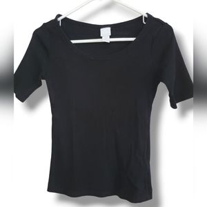 H&M Ribbed Black Shirt Medium